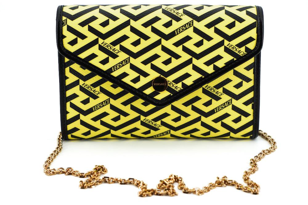 Versace Yellow Canvas and Leather Pouch Shoulder Bag - Ellie Belle