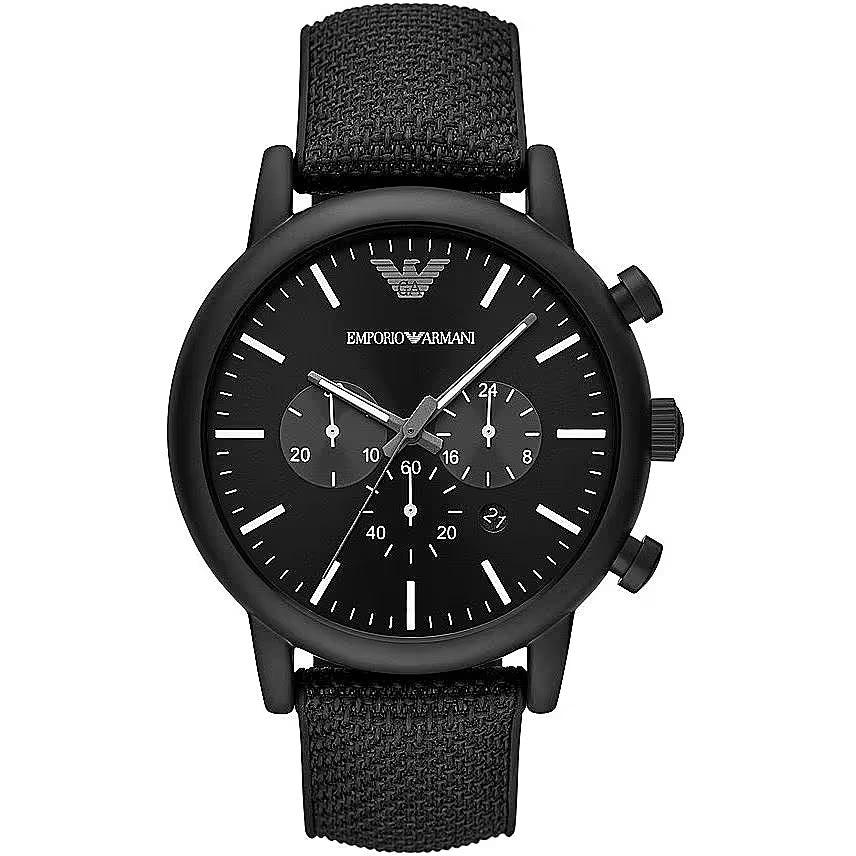 Emporio Armani Black Silicone and Steel Chronograph Watch - Ellie Belle