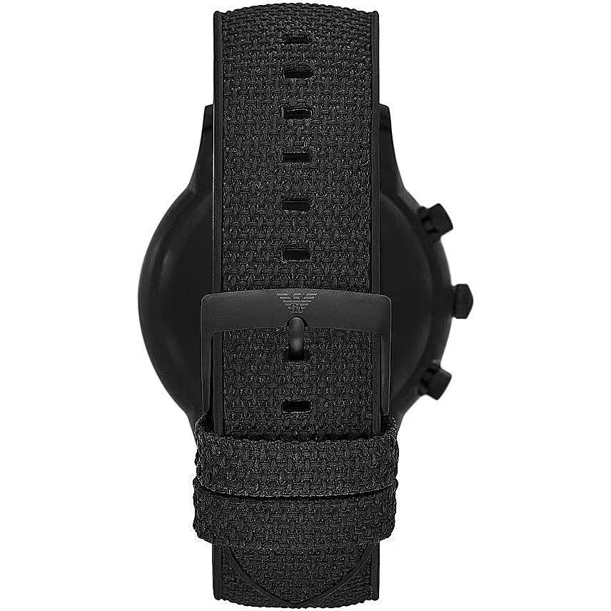 Emporio Armani Black Silicone and Steel Chronograph Watch - Ellie Belle