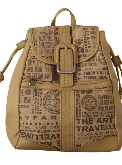 WAYFARER Beige Printed Logo Travel Backpack Bag - Ellie Belle