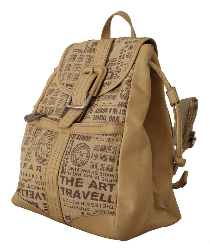 WAYFARER Beige Printed Logo Travel Backpack Bag