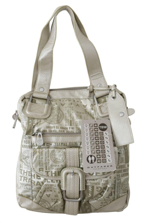 WAYFARER White Printed Handbag Shoulder Fabric Purse - Ellie Belle