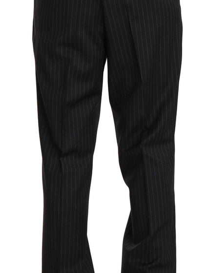 Z ZEGNA Black Striped Two Piece 3 Button 100% Wool Suit - Ellie Belle